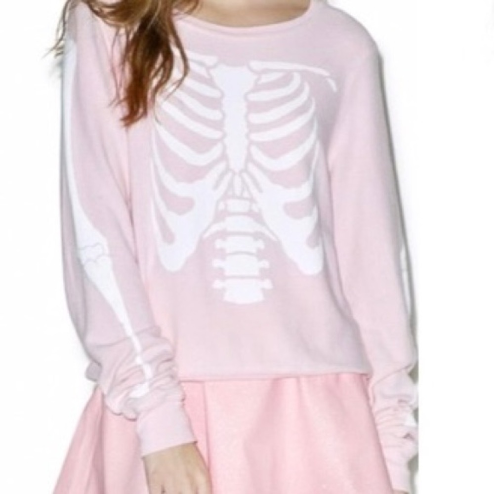 *NWT* Wildfox pink skeleton jumper